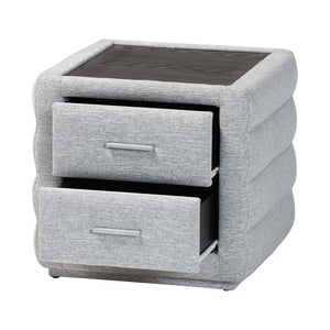 Baxton Studio Baxton Studio Cadmus Modern Light Grey Nightstand – Stylish Channel-Tufted Design & 2-Drawer Storage BBT3224.11 A1-Light Grey-NS