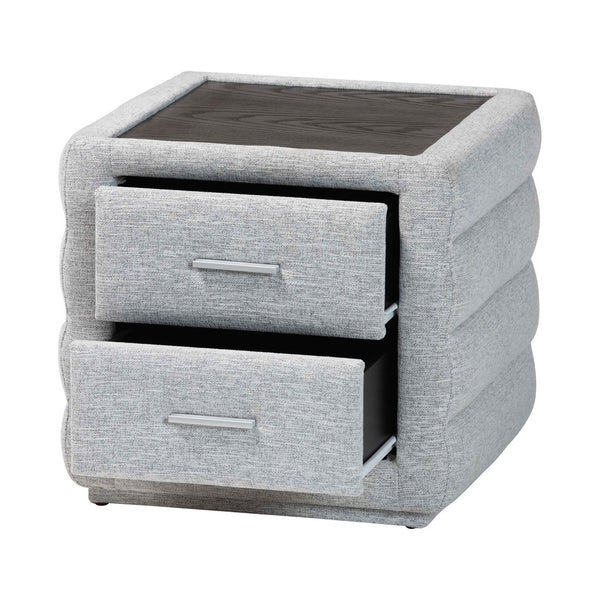 Baxton Studio Baxton Studio Cadmus Modern Light Grey Nightstand – Stylish Channel-Tufted Design & 2-Drawer Storage BBT3224.11 A1-Light Grey-NS