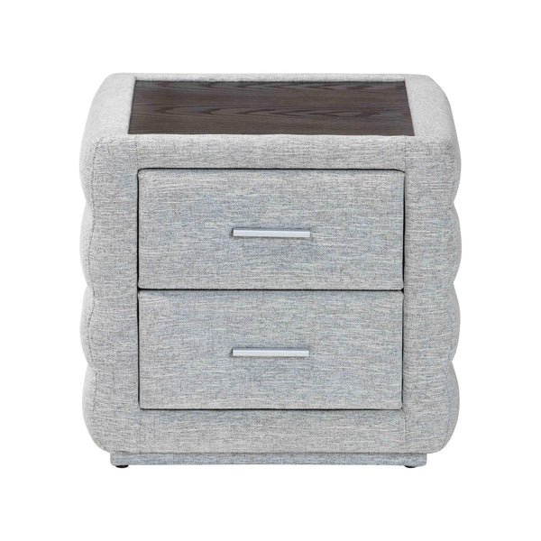 Baxton Studio Baxton Studio Cadmus Modern Light Grey Nightstand – Stylish Channel-Tufted Design & 2-Drawer Storage BBT3224.11 A1-Light Grey-NS