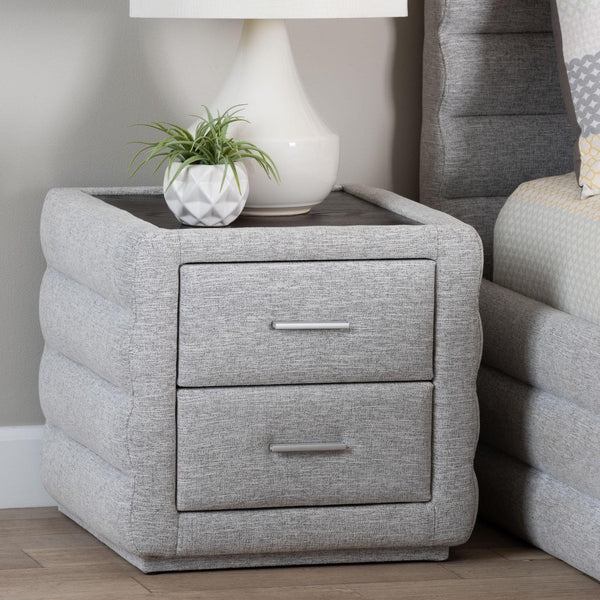 Baxton Studio Baxton Studio Cadmus Modern Light Grey Nightstand – Stylish Channel-Tufted Design & 2-Drawer Storage BBT3224.11 A1-Light Grey-NS