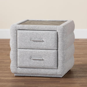 Baxton Studio Baxton Studio Cadmus Modern Light Grey Nightstand – Stylish Channel-Tufted Design & 2-Drawer Storage BBT3224.11 A1-Light Grey-NS