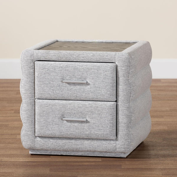 Baxton Studio Baxton Studio Cadmus Modern Light Grey Nightstand – Stylish Channel-Tufted Design & 2-Drawer Storage BBT3224.11 A1-Light Grey-NS