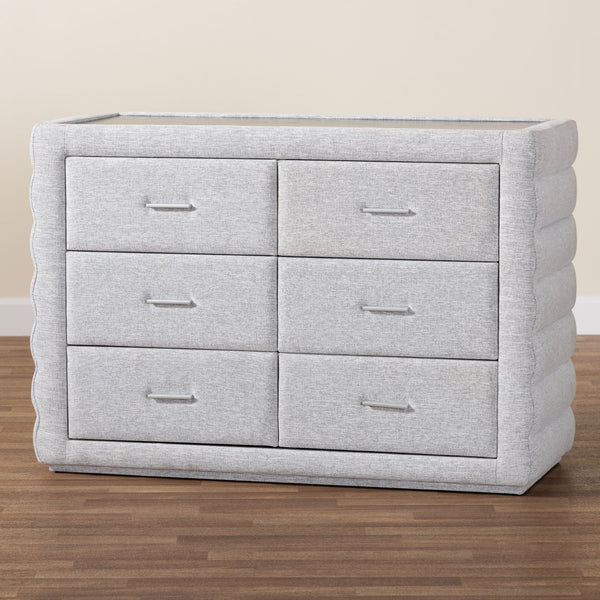 Baxton Studio Baxton Studio Cadmus Light Grey Channel-Tufted Dresser with 4 Drawers for Stylish Bedroom Storage BBT2053.11 A1-Light Grey-Dresser
