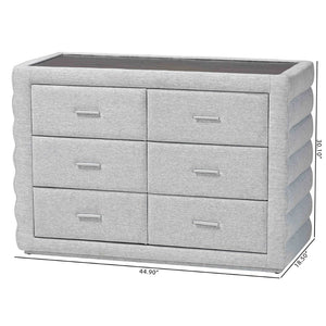 Baxton Studio Baxton Studio Cadmus Light Grey Channel-Tufted Dresser with 4 Drawers for Stylish Bedroom Storage BBT2053.11 A1-Light Grey-Dresser