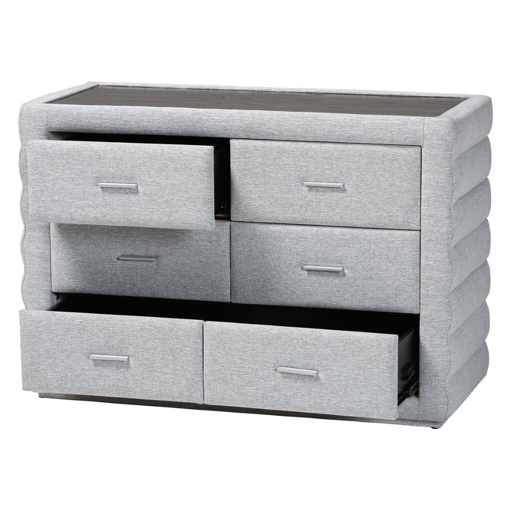 Baxton Studio Baxton Studio Cadmus Light Grey Channel-Tufted Dresser with 4 Drawers for Stylish Bedroom Storage BBT2053.11 A1-Light Grey-Dresser