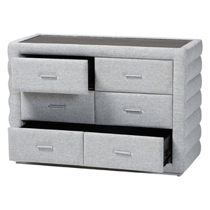 Baxton Studio Baxton Studio Cadmus Light Grey Channel-Tufted Dresser with 4 Drawers for Stylish Bedroom Storage BBT2053.11 A1-Light Grey-Dresser