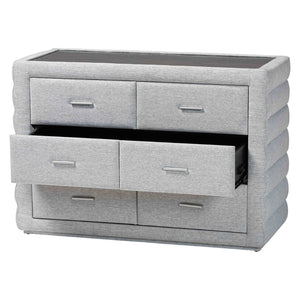 Baxton Studio Baxton Studio Cadmus Light Grey Channel-Tufted Dresser with 4 Drawers for Stylish Bedroom Storage BBT2053.11 A1-Light Grey-Dresser