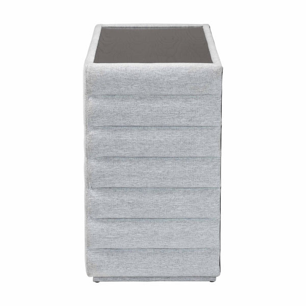 Baxton Studio Baxton Studio Cadmus Light Grey Channel-Tufted Dresser with 4 Drawers for Stylish Bedroom Storage BBT2053.11 A1-Light Grey-Dresser