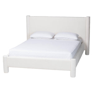 Baxton Studio Baxton Studio Laria Modern White Teddy-Bear Fabric Bedroom Set with Ample Storage and Comfort Queen 5-Piece BBT61176 A1-White-Queen 5PC Bedroom Set