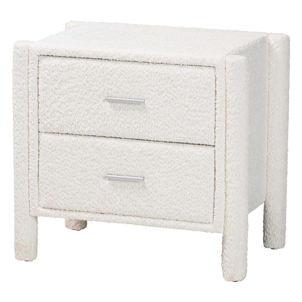 Baxton Studio Baxton Laria Plush King Size 5-Piece Bedroom Set in Soft White Teddy-Bear Fabric for Modern Elegance BBT61176 A1-White-King 5PC Bedroom Set
