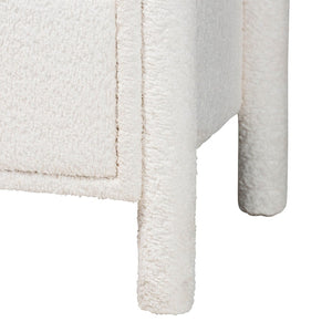 Baxton Studio Baxton Laria Plush King Size 5-Piece Bedroom Set in Soft White Teddy-Bear Fabric for Modern Elegance BBT61176 A1-White-King 5PC Bedroom Set