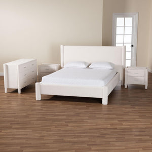 Baxton Studio Baxton Studio Laria Modern White Teddy-Bear Fabric Bedroom Set with Ample Storage and Comfort Queen 4-Piece BBT61176 A1-White-Queen 4PC Bedroom Set