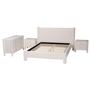 Baxton Studio Baxton Studio Laria Modern White Teddy-Bear Fabric Bedroom Set with Ample Storage and Comfort Queen 4-Piece BBT61176 A1-White-Queen 4PC Bedroom Set