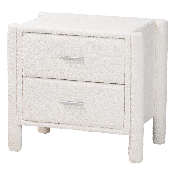 Baxton Studio Baxton Studio Laria Modern White Teddy-Bear Fabric Bedroom Set with Ample Storage and Comfort Queen 4-Piece BBT61176 A1-White-Queen 4PC Bedroom Set