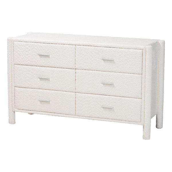 Baxton Studio Baxton Studio Laria Modern White Teddy-Bear Fabric Bedroom Set with Ample Storage and Comfort Queen 4-Piece BBT61176 A1-White-Queen 4PC Bedroom Set
