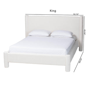 Baxton Studio Laria Modern White Teddy-Bear Fabric Queen Size Platform Bed