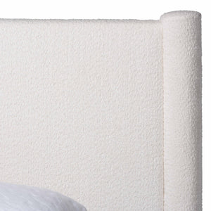 Baxton Studio Laria Modern White Teddy-Bear Fabric Queen Size Platform Bed