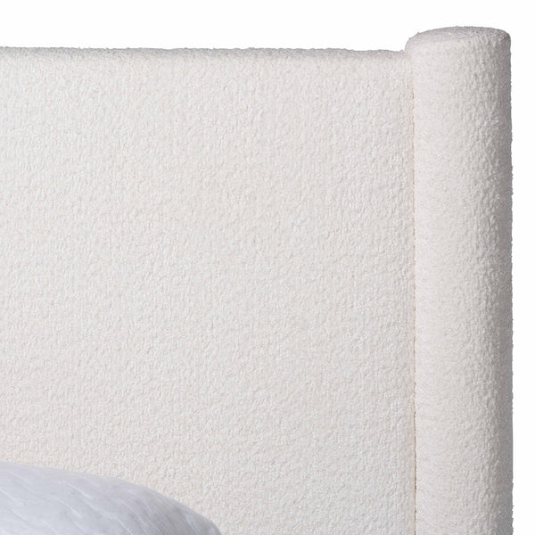 Baxton Studio Laria Modern White Teddy-Bear Fabric Queen Size Platform Bed