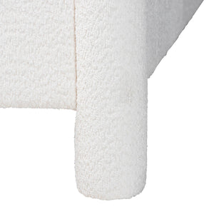 Baxton Studio Laria Modern White Teddy-Bear Fabric Queen Size Platform Bed