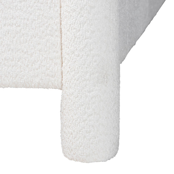 Baxton Studio Laria Modern White Teddy-Bear Fabric Queen Size Platform Bed