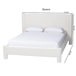 Baxton Studio Laria Modern White Teddy-Bear Fabric Queen Size Platform Bed