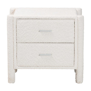 Baxton Studio Baxton Studio Laria Plush White Teddy-Bear Fabric Nightstand with 2 Drawers for Modern Bedrooms BBT3225-White-NS