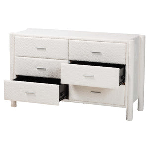 Baxton Studio Baxton Studio Laria Plush White Teddy-Bear Fabric 6-Drawer Dresser for Modern Elegant Spaces BBT2054 A1-White-Dresser