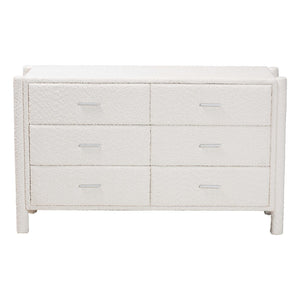 Baxton Studio Baxton Studio Laria Plush White Teddy-Bear Fabric 6-Drawer Dresser for Modern Elegant Spaces BBT2054 A1-White-Dresser