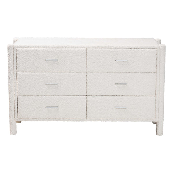 Baxton Studio Baxton Studio Laria Plush White Teddy-Bear Fabric 6-Drawer Dresser for Modern Elegant Spaces BBT2054 A1-White-Dresser
