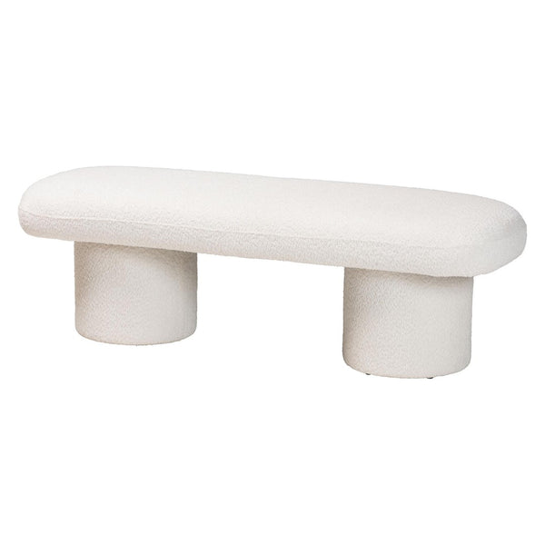 Baxton Studio Baxton Studio Laria Plush Teddy-Bear Fabric Accent Bench - Modern Design for Cozy Spaces BBT5526-White-Bench