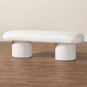 Baxton Studio Baxton Studio Laria Plush Teddy-Bear Fabric Accent Bench - Modern Design for Cozy Spaces BBT5526-White-Bench