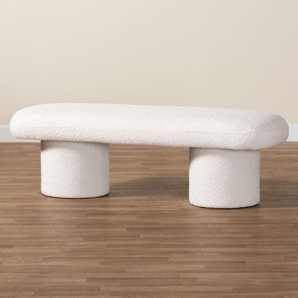 Baxton Studio Baxton Studio Laria Plush Teddy-Bear Fabric Accent Bench - Modern Design for Cozy Spaces BBT5526-White-Bench