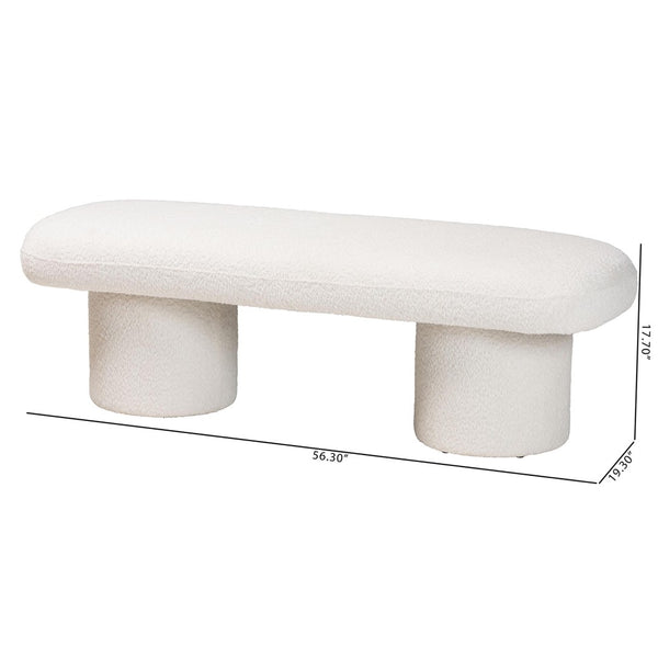 Baxton Studio Baxton Studio Laria Plush Teddy-Bear Fabric Accent Bench - Modern Design for Cozy Spaces BBT5526-White-Bench
