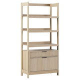 Holmes Modern Wide Bookcase with Two Reeded Drawers Coastal Oak WEHOL41OS3CO0 Walker Edison