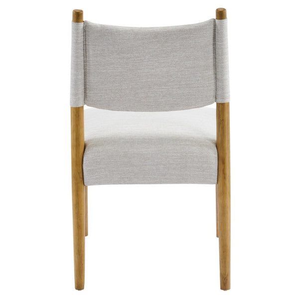 English Elm Mid-century Modern Linen Blend Dining Chairs Rubberwood Legs Sculptural Backrest Set of 2 Beige+Natural N768P442401N