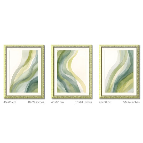English Elm Set Of 3 Abstract Green Framed Wall Art – Modern Replaceable Canvas Prints For Stylish Home Decor T3976P383226-GIGA