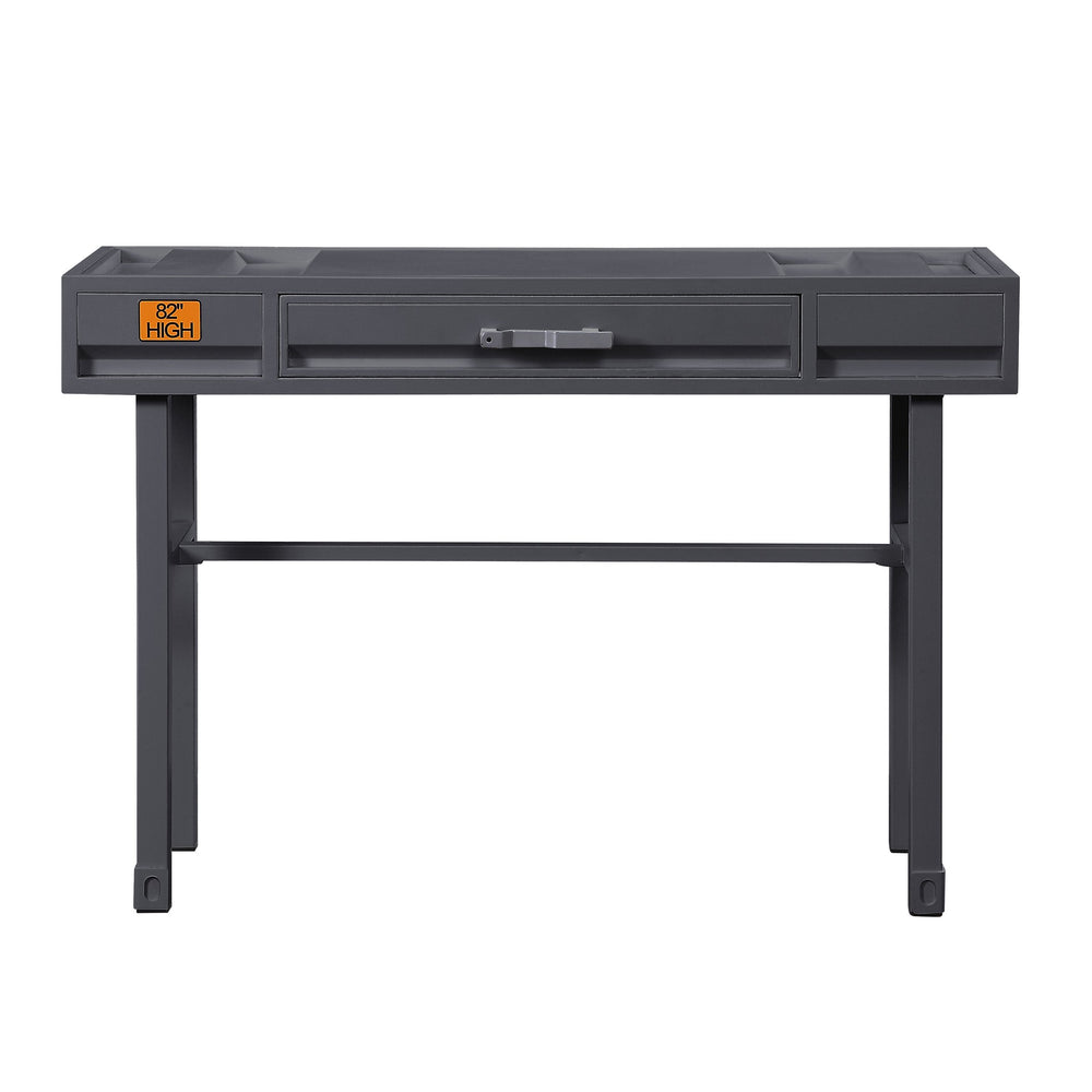 English Elm Gunmetal Industrial Writing Desk with Recessed Panel, Safety-Stop Drawer, Metal & Wood Accent, 47.5" Wide B062P185696