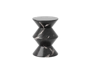 Sunpan Union End Table - Unique Cylindrical Concrete Design for Stylish Indoor and Outdoor Spaces Marble Look / Black