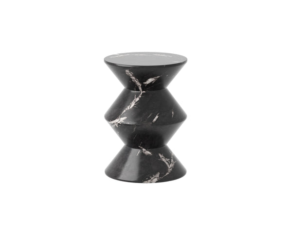 Sunpan Union End Table - Unique Cylindrical Concrete Design for Stylish Indoor and Outdoor Spaces Marble Look / Black