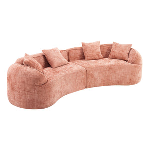 English Elm Pink Curved Compressed Sofa — Nordic Soft Foam & Spring Seating, Easy Setup, Stylish Centerpiece W3612S00010