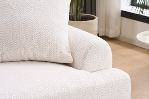 English Elm LY-024 Beige Compression Sofa 4-Seater Deep Seat Crochet Yarn Fabric Foam+Spring Breathable Comfort W2231S00014