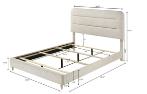 English Elm Plush Queen Size Upholstered Panel Bed with Sleek Lines and Neutral Palette for Elegant Bedrooms Antique White 70 L x 33.2 W x 11 H B2741S00439