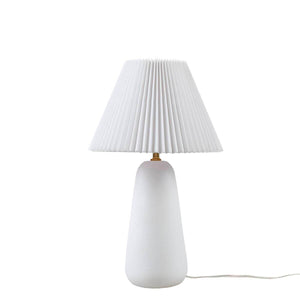 English Elm Textured Ceramic Table Lamp with Fluted Fabric Shade White for Cozy Ambient Lighting, 21"H Decor B035P264542