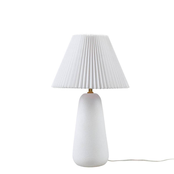 English Elm Textured Ceramic Table Lamp with Fluted Fabric Shade White for Cozy Ambient Lighting, 21"H Decor B035P264542