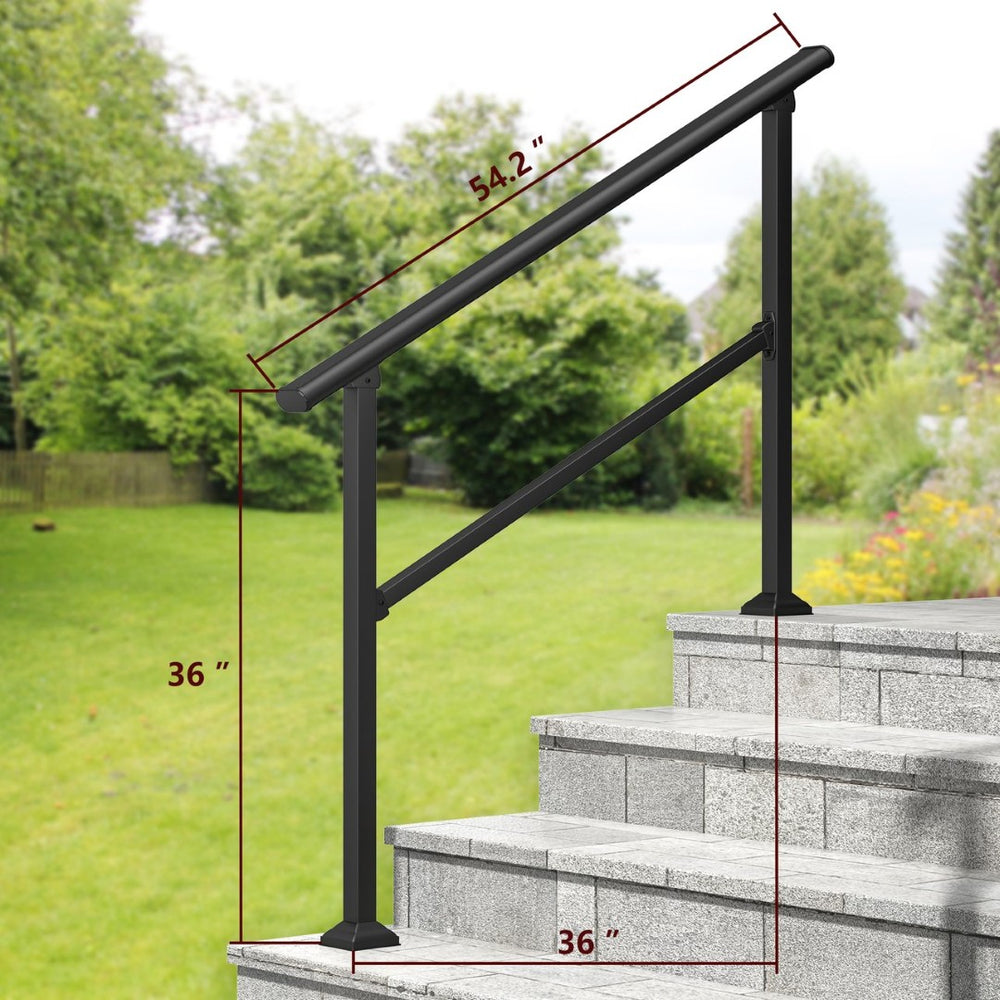 English Elm Hand Rails Wrought Iron Outdoor Stair Set Powder Coated Safety Grip for Porch Steps T3210P298173