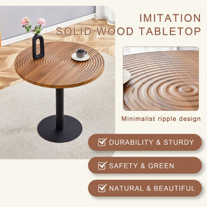 English Elm Table And Chair Set - 31.5" Round Dark Wood Dining Table With 2 Light Gray Pu Chairs For Small Spaces W1151S02487-GIGA