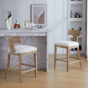 English Elm 27" Armless Counter Stools Set of 2 Padded Rubberwood Kitchen Island Seating N780P403744F