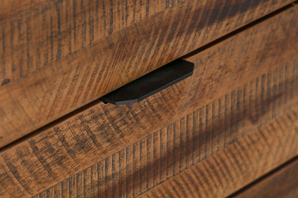 English Elm Ulera Acacia 3-Drawer Sideboard Buffet with Black Metal Frame — Durable, Weatherproof Storage for Home B2736P354398