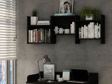 Manhattan Comfort Hampton Mid-Century Modern Wall Décor Shelves Black 13PMC70