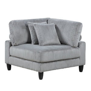 English Elm 5pc Modular Sectional Sofa Set in Corduroy Upholstery with Ottoman & Accent Pillows, Modern Luxe Gray 40 L x 40 W x 13.5 H B011S01560